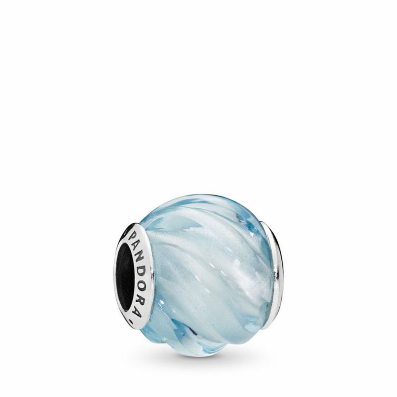 Pandora Blue Ripples Charm - Sterling Silver/Blue/Crystal - Canada | QV2828AJ